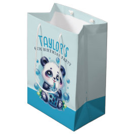 Panda Drinking Blue Boba Bubble Tea Födelsedagsfes