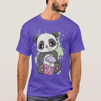 Panda Drinking Boba för ubble Tea Mjölk Kawaii Bea T Shirt