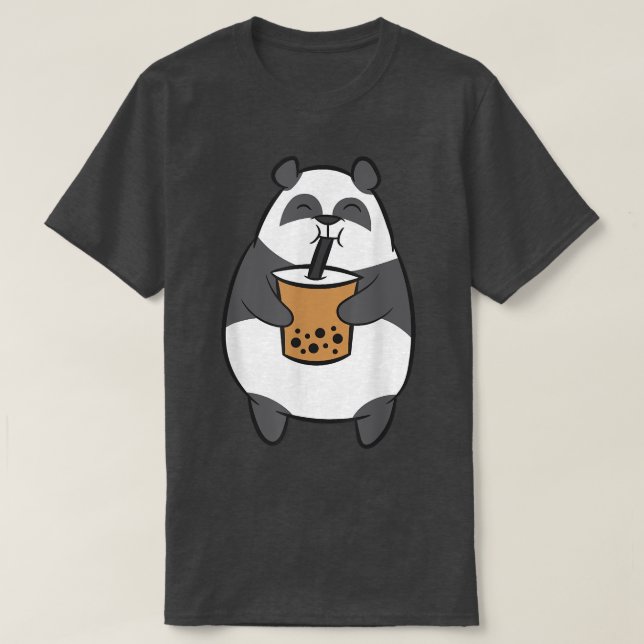 Panda Drinking Bubble Tea Kawaii Panda Bear med B T Shirt (Design framsida)