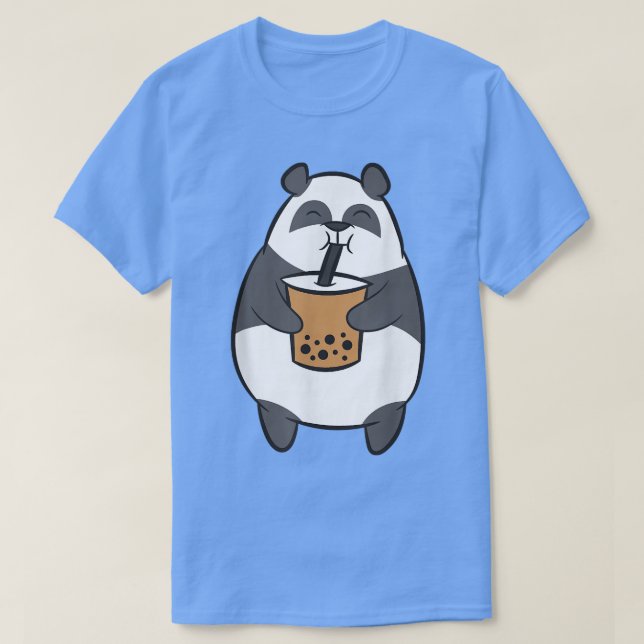 Panda Drinking Bubble Tea Kawaii Panda Bear med B T Shirt (Design framsida)