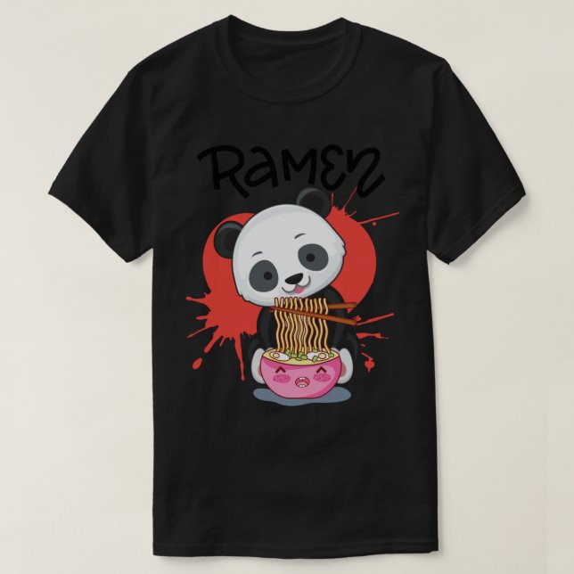 Panda Eat Ramen - Cute Animal Friendly Panda T Shirt (Design framsida)