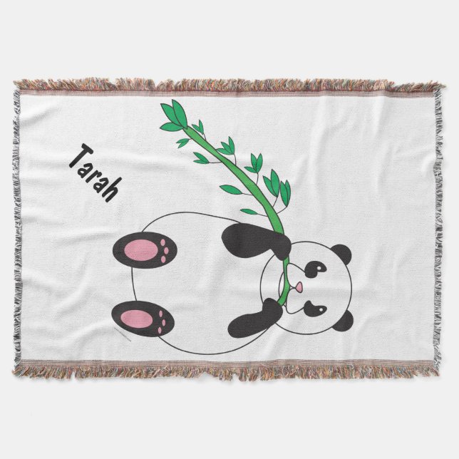 Panda Eating Bamboo Personalize Filt (Framsidan)