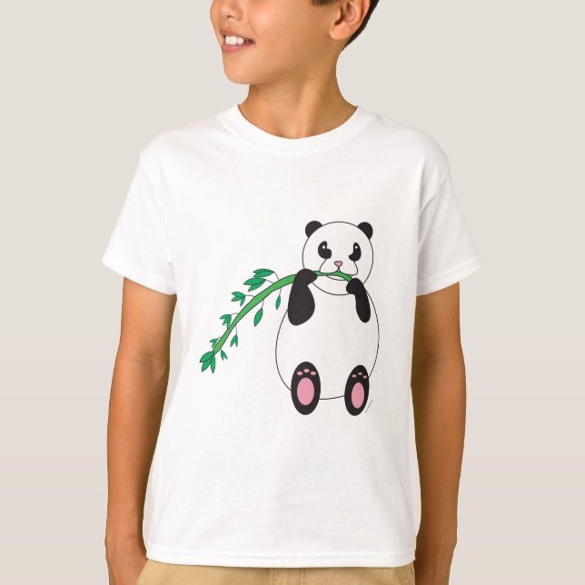 Panda Eating Bamboo Sweatshirt T-shirt (Framsida)
