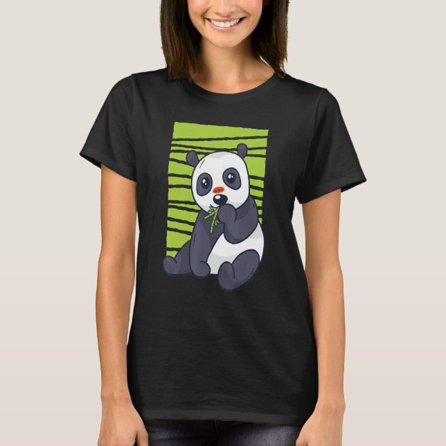 Panda Eating Bamboo Vild Panda Bamboo T Shirt (Framsida)