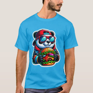 PANDA EATING CHEESEBURGER 6 T SHIRT
