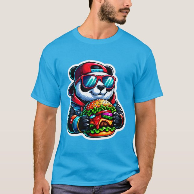 PANDA EATING CHEESEBURGER 6 T SHIRT (Framsida)