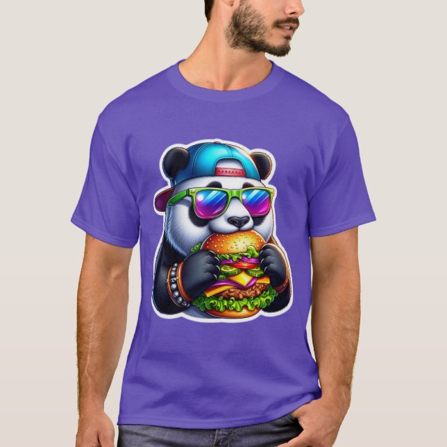 PANDA EATING CHEESEBURGER T SHIRT (Framsida)
