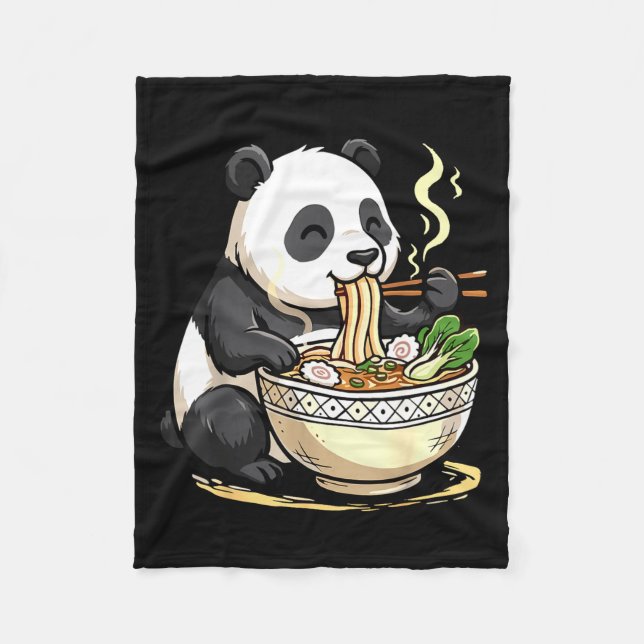 Panda Eating Funny Ramen Noodles  Fleecefilt (Framsidan)