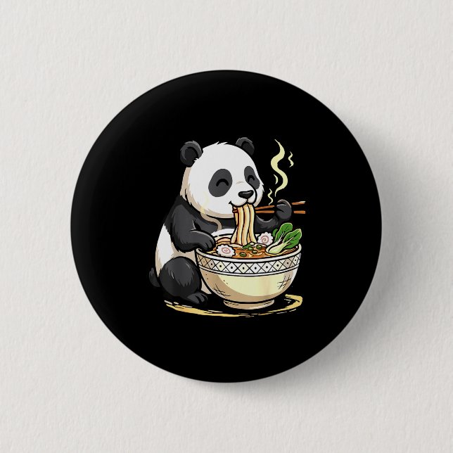 Panda Eating Funny Ramen Noodles  Knapp (Framsida)