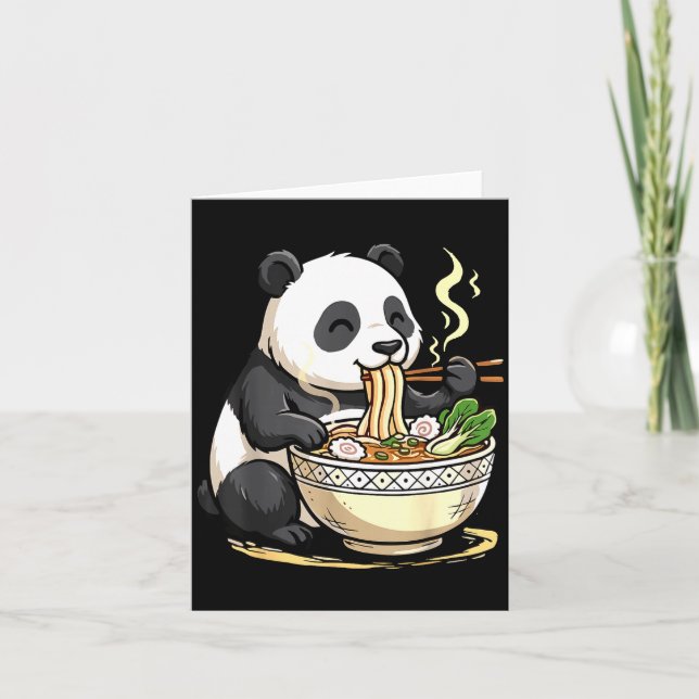 Panda Eating Funny Ramen Noodles  Kort (Framsida)