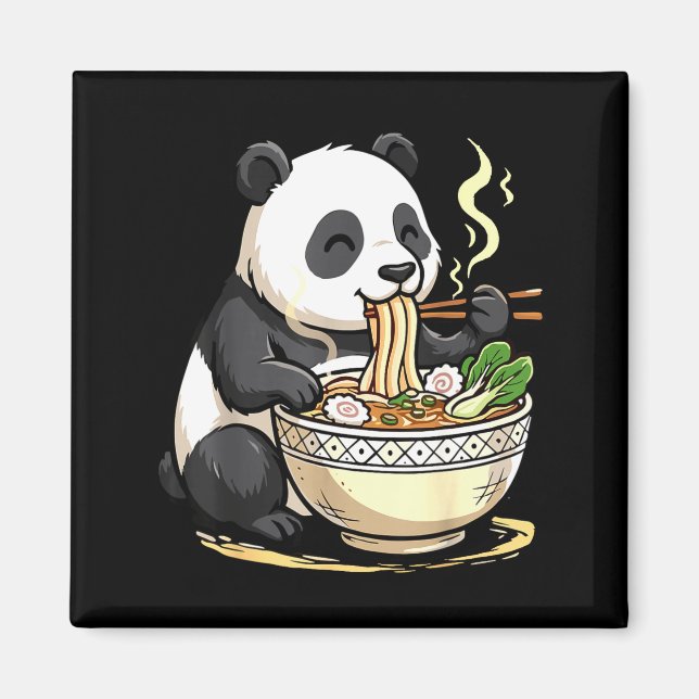 Panda Eating Funny Ramen Noodles  Magnet (Framsidan)