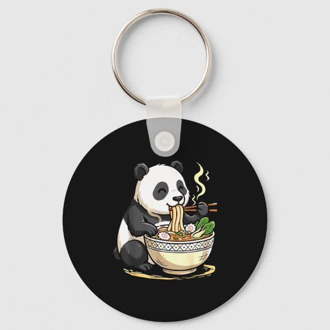 Panda Eating Funny Ramen Noodles  Nyckelring (Framsida)