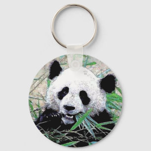 Panda Eating Löv Nyckelrings Nyckelring