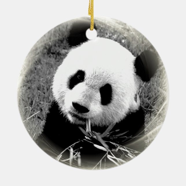 Panda Eating Lövs Julgran Ornament (Baksidan)
