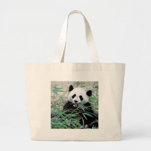 Panda Eating Lövs Jumbo Tygkasse
