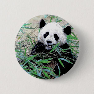 Panda Eating Lövs Knapp