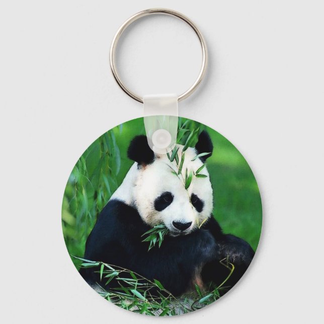 Panda Eating Lövs Nyckelring (Framsida)