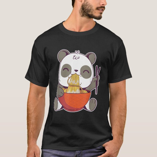Panda Eating Ra Anime T Shirt (Framsida)