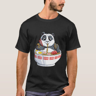 Panda Eating Ra Kawaii Giant japansk noodle T Shirt