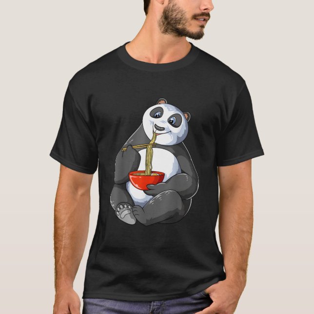 Panda Eating Ra Noodles Kawaii Japanese Panda T Shirt (Framsida)
