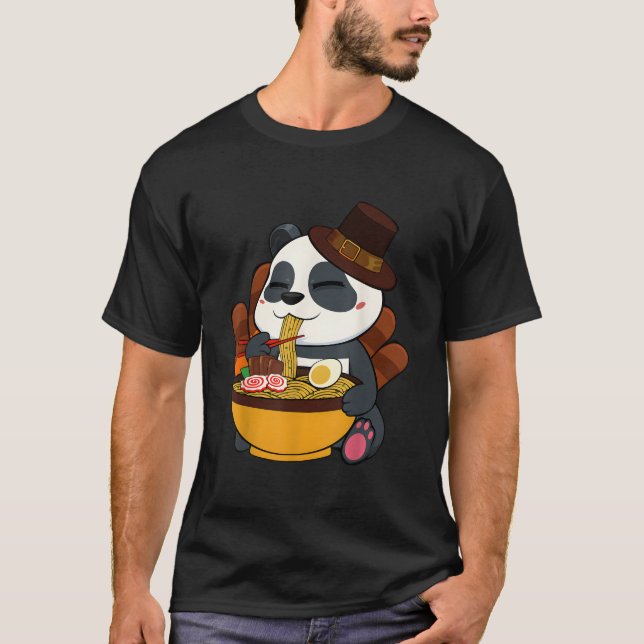 Panda Eating Ra Thanksgiving Day Japanese Food Fal T Shirt (Framsida)