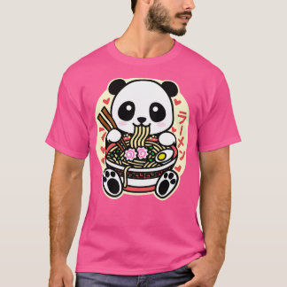 Panda Eating Ramen Cute Kawaii Design T Shirt