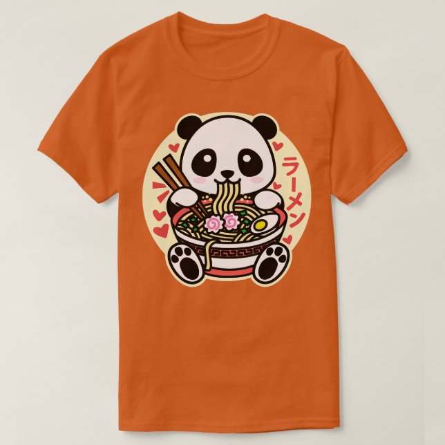 Panda Eating Ramen Cute Kawaii Design T Shirt (Design framsida)