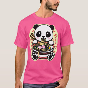 Panda Eating Ramen Cute Kawaii Noodles T Shirt