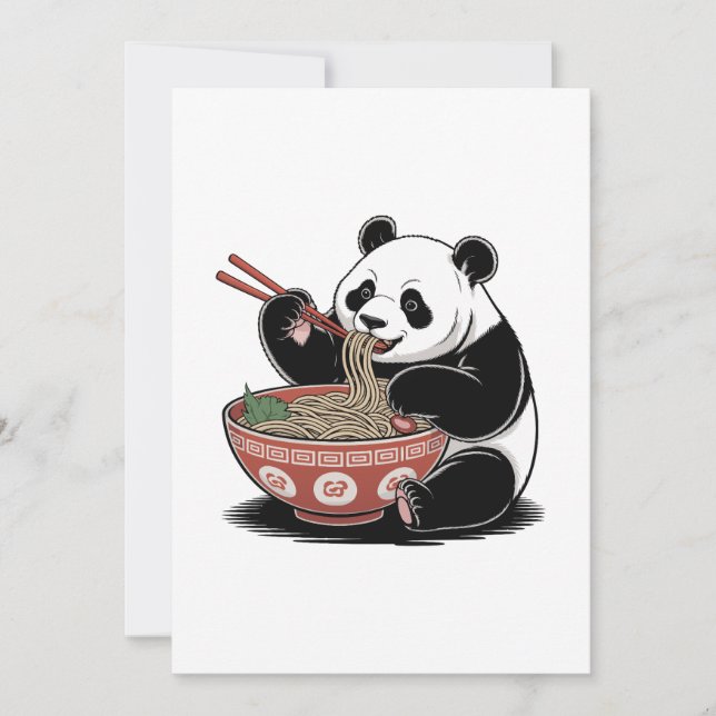 Panda Eating Ramen Japansk Retro Ukiyo-e Stil Inbjudningar (Framsida)