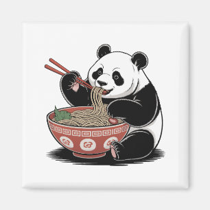 Panda Eating Ramen Japansk Retro Ukiyo-e Stil Magnet