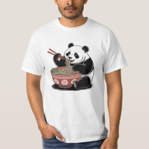 Panda Eating Ramen Japansk Retro Ukiyo-e Stil T Shirt