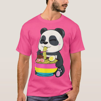 Panda Eating Ramen LGBTQ Panseual Pride Pan Flagga T Shirt