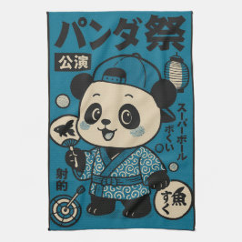 Panda efter Mörk Kökshandduk