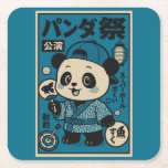 Panda efter Mörk Underlägg Papper Kvadrat<br><div class="desc">Gå in i en nostalgisk nydröm med denna återinspirerade utformning med en coola panda som rullar igenom en brant nattmarknad. Den här pandan,  som är omgiven av lysande lyktor,  sizzrande matsalar och skyltar för vintagen,  fångar charmen från en levande stadsmiljö med en lekfull vrid.</div>