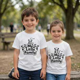 Panda Familj 2 Föräldrar 2 Barn - Min Lilla Familj T Shirt