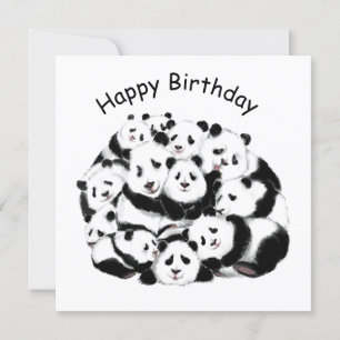 Panda-familjen med populära födelsedagskort - måln kort