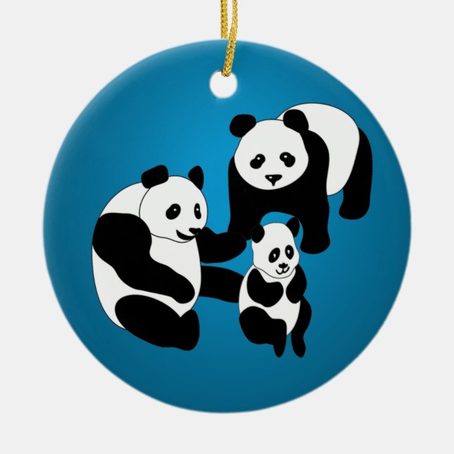 Panda-familjen med tre Anpassningsbars julprydnad Julgransprydnad Keramik (Framsidan)