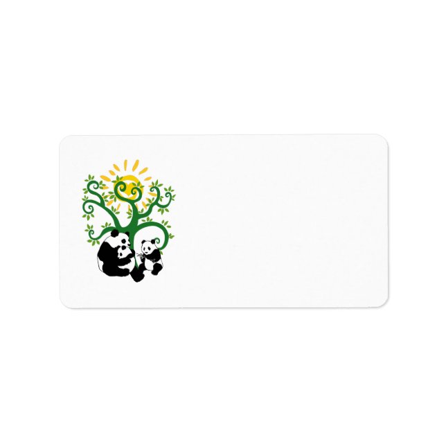 Panda Family Träd Adressetikett (Framsidan)