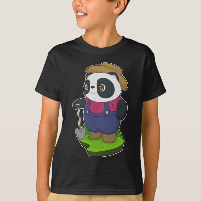 Panda Farmer Shovel T Shirt (Framsida)