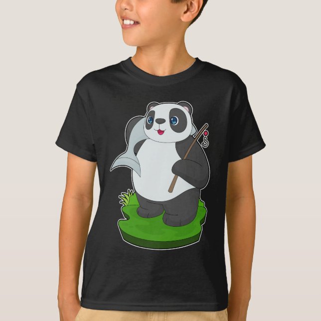 Panda Fisher Fisk Fiske T Shirt (Framsida)