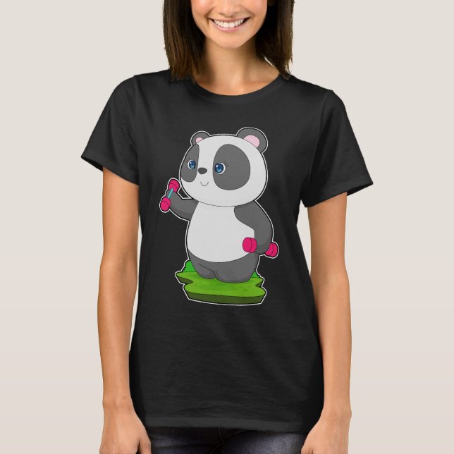 Panda Fitness Dumbbells T Shirt (Framsida)