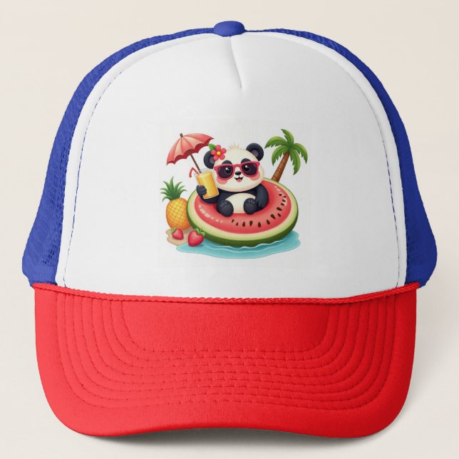 Panda Float Roligt 🧢 Tropisk Strandmössa Stil Keps (Framsida)