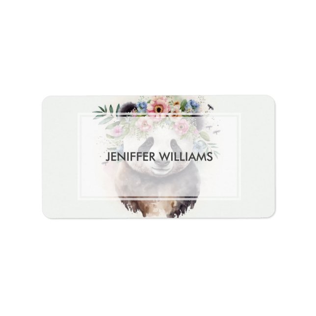 Panda Flowers Watercolor                     Adressetikett (Framsidan)