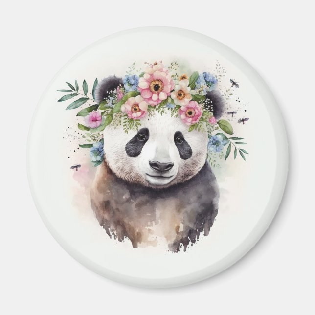 Panda Flowers Watercolor             Magnet (Framsidan)