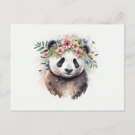 Panda Flowers Watercolor Vykort