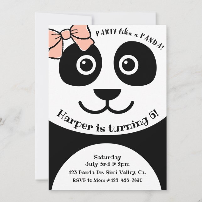 Panda, födelsedag, Kids party, Panda-tema (Framsida)