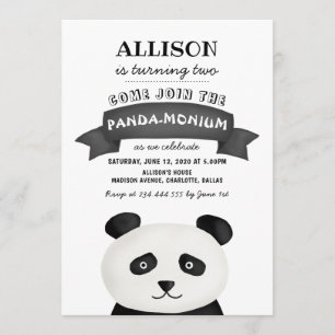 Panda Födelsedagsfest Inbjudningar