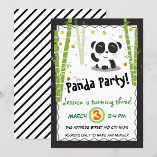 Panda Födelsedagsfest Inbjudningar