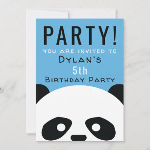 Panda Födelsedagsfest Kids Rosa Boys-inbjudan Inbjudningar
