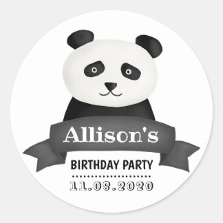 Panda Födelsedagsfest Runt Klistermärke